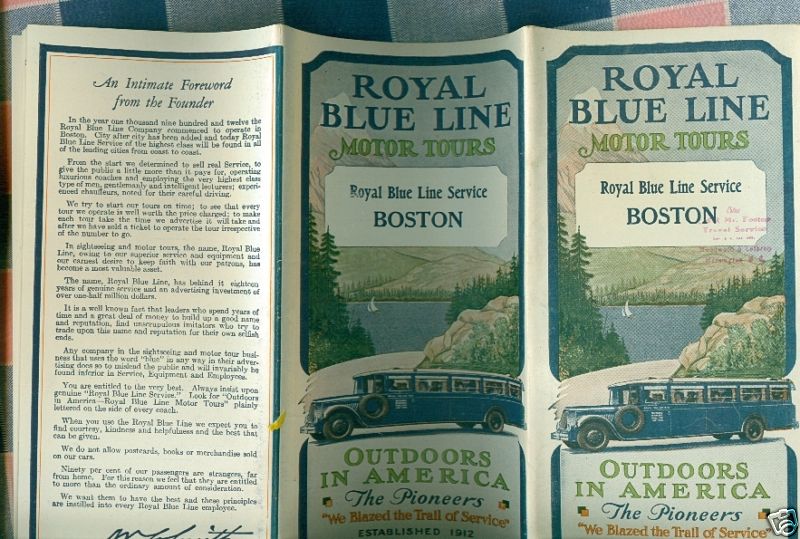 1930 Royal Blue Line Motor Tours Boston Brochure Great