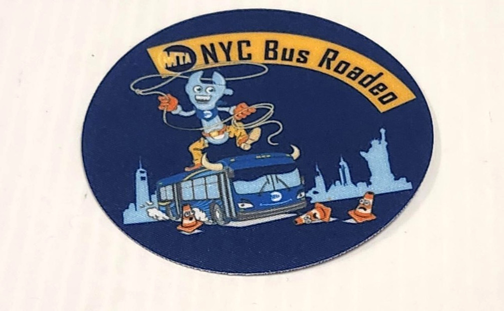 New York City MTA Bus Roadeo Shirt Patch & Pins Blue Polo Shirt ~ Size XXL