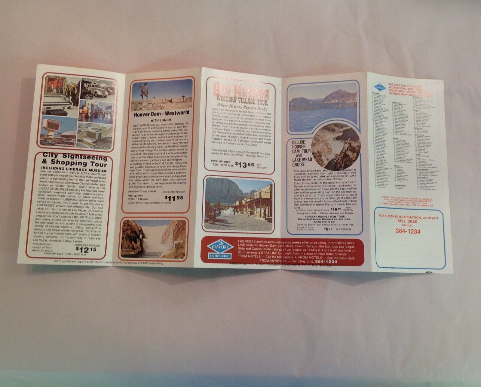 Vintage The Gray Line Sightseeing Tours Color Brochure Las Vegas Nevada Bus Tour