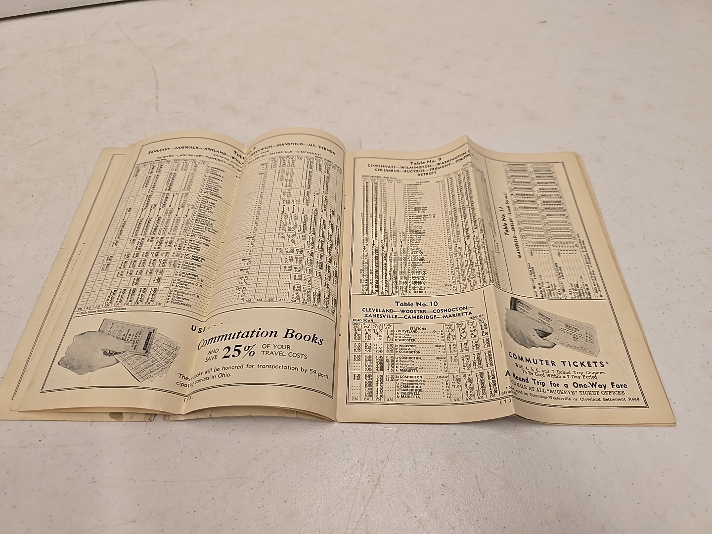 Vintage 1935 Buckeye Stage System Motor Coach Bus Time Table W/ Route Map