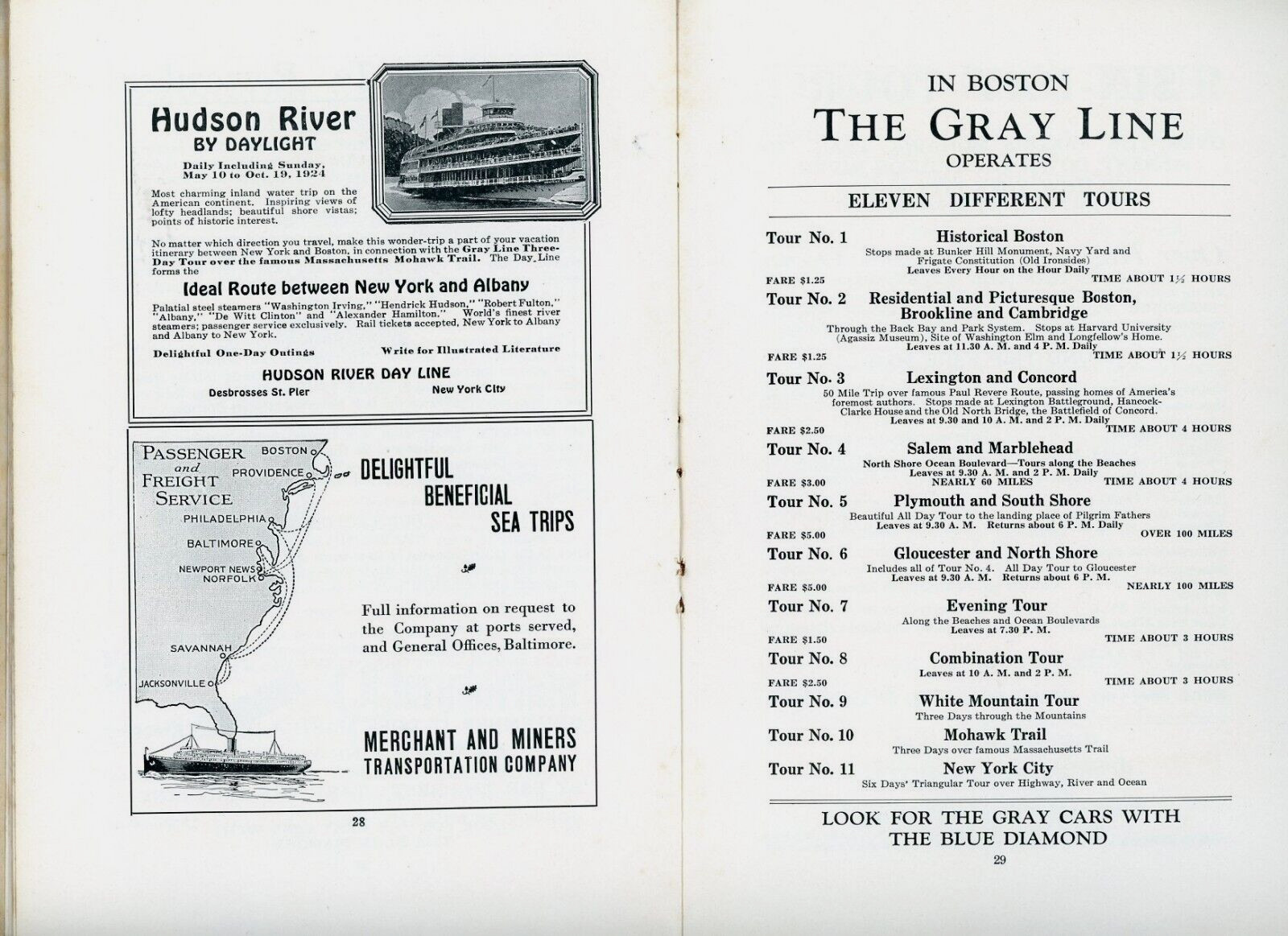 1924 Souvenir Of Boston The Gray Line Inc. Harry J Dooley Tours Ad’s MA Busses