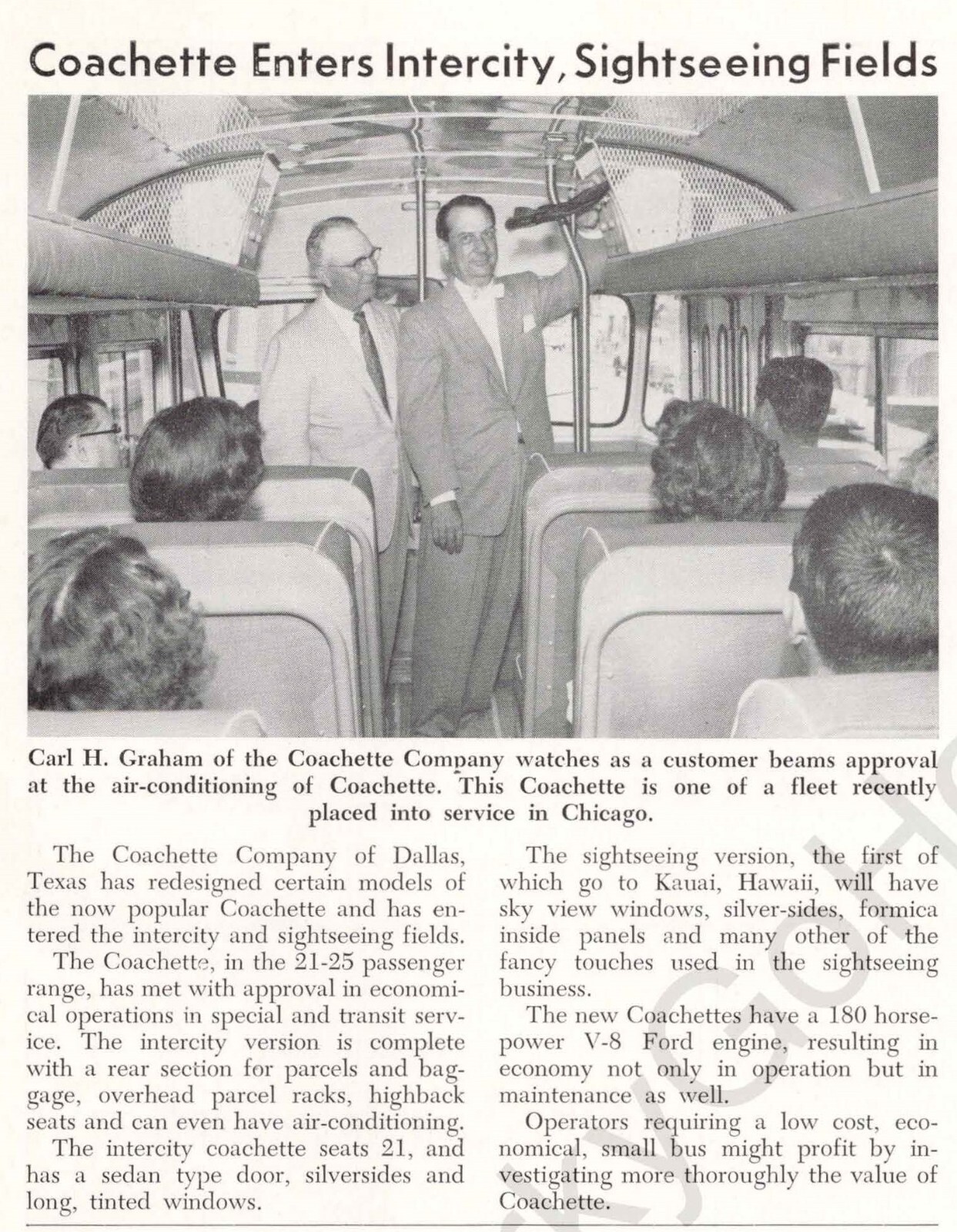 Coachette Makes Intercity Bus Debut with Air Conditioning Article Photo 1957
