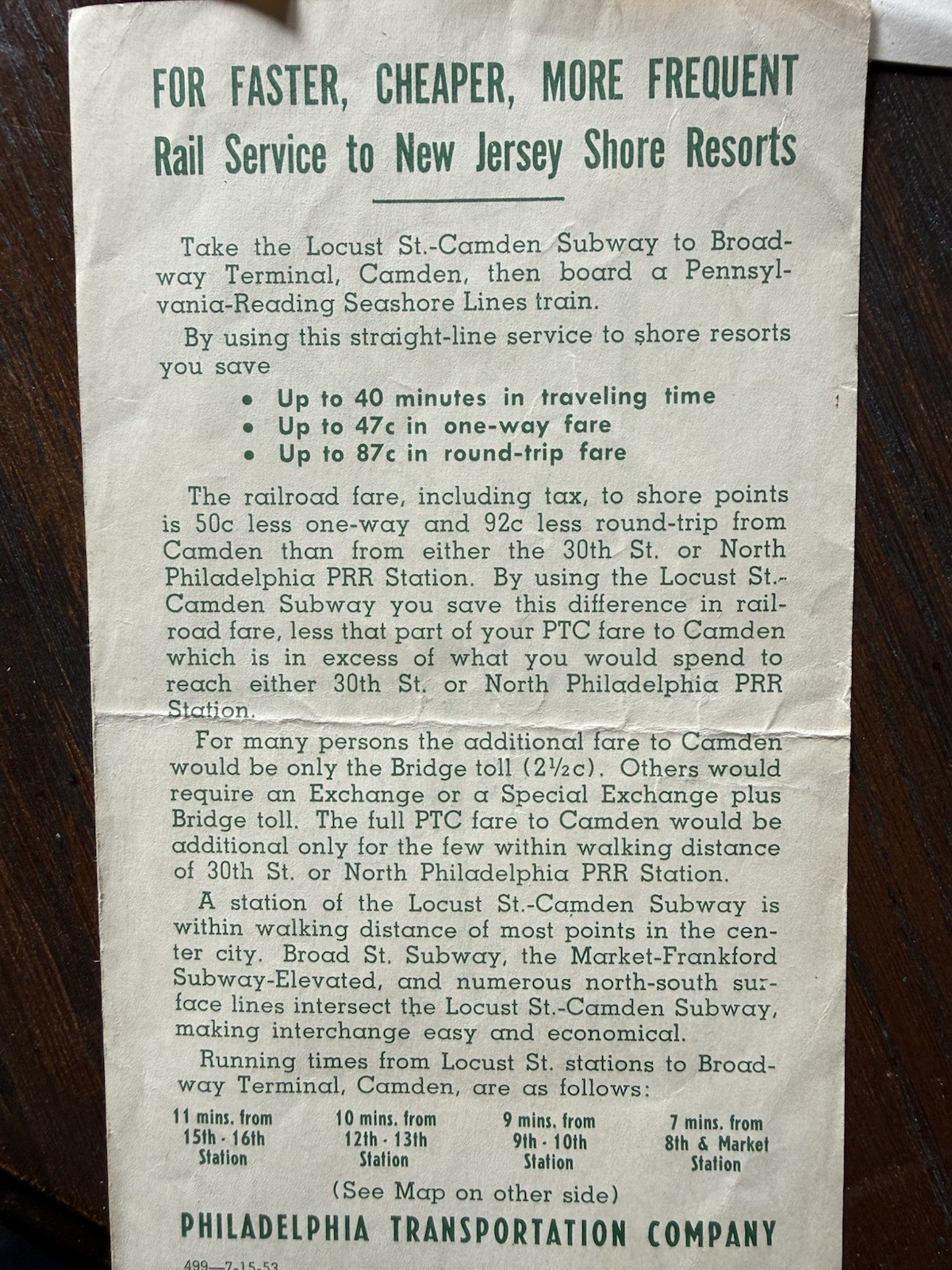 1953 PTC PHILADELPHIA TRANSPORTATION CO BROCHURES BUS ROUTE UPDATES