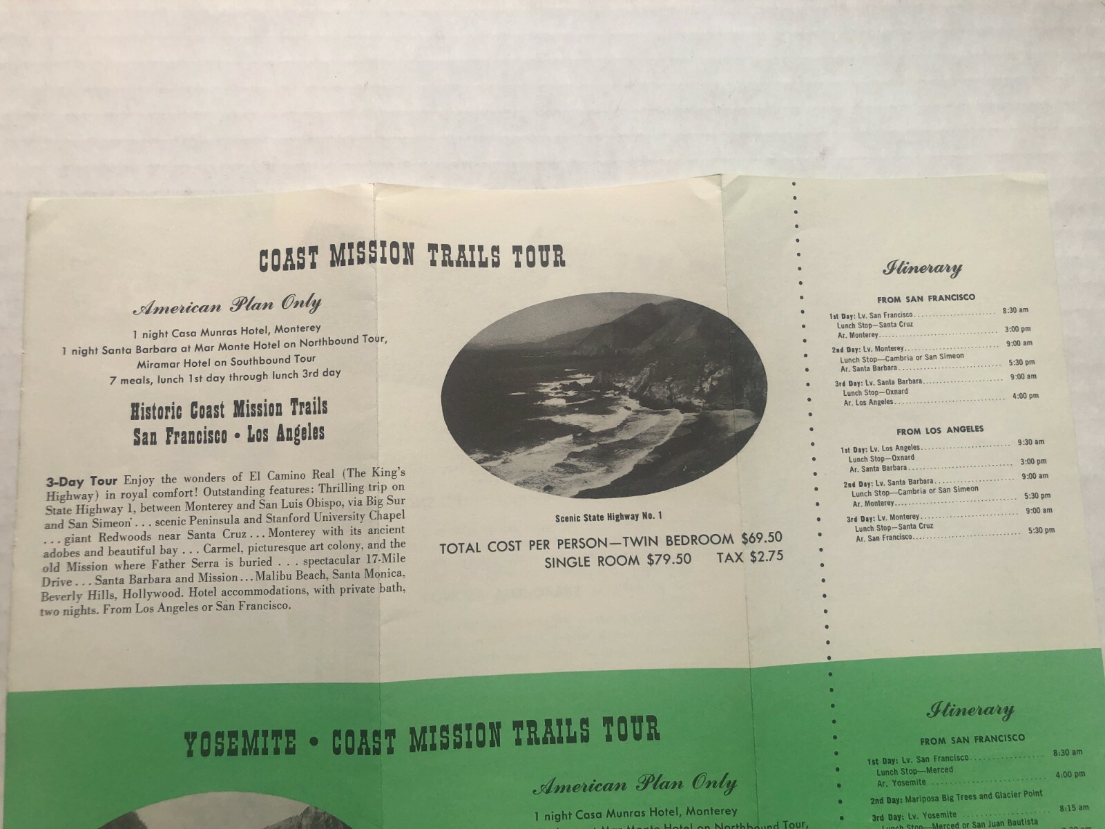 1950’s California Bus Tours Travel Brochure for Parlor Car Tours