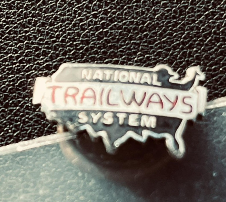 Vintage National Trailways System Enamel Lapel Pin USA Map Bus Lines Collectible