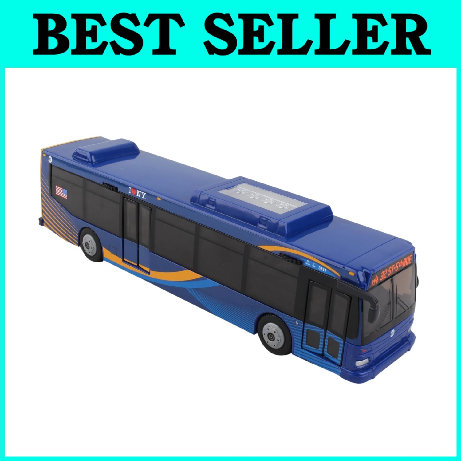 Official MTA 11″ Bus Toy – New Blue Livery, Functional Doors-**