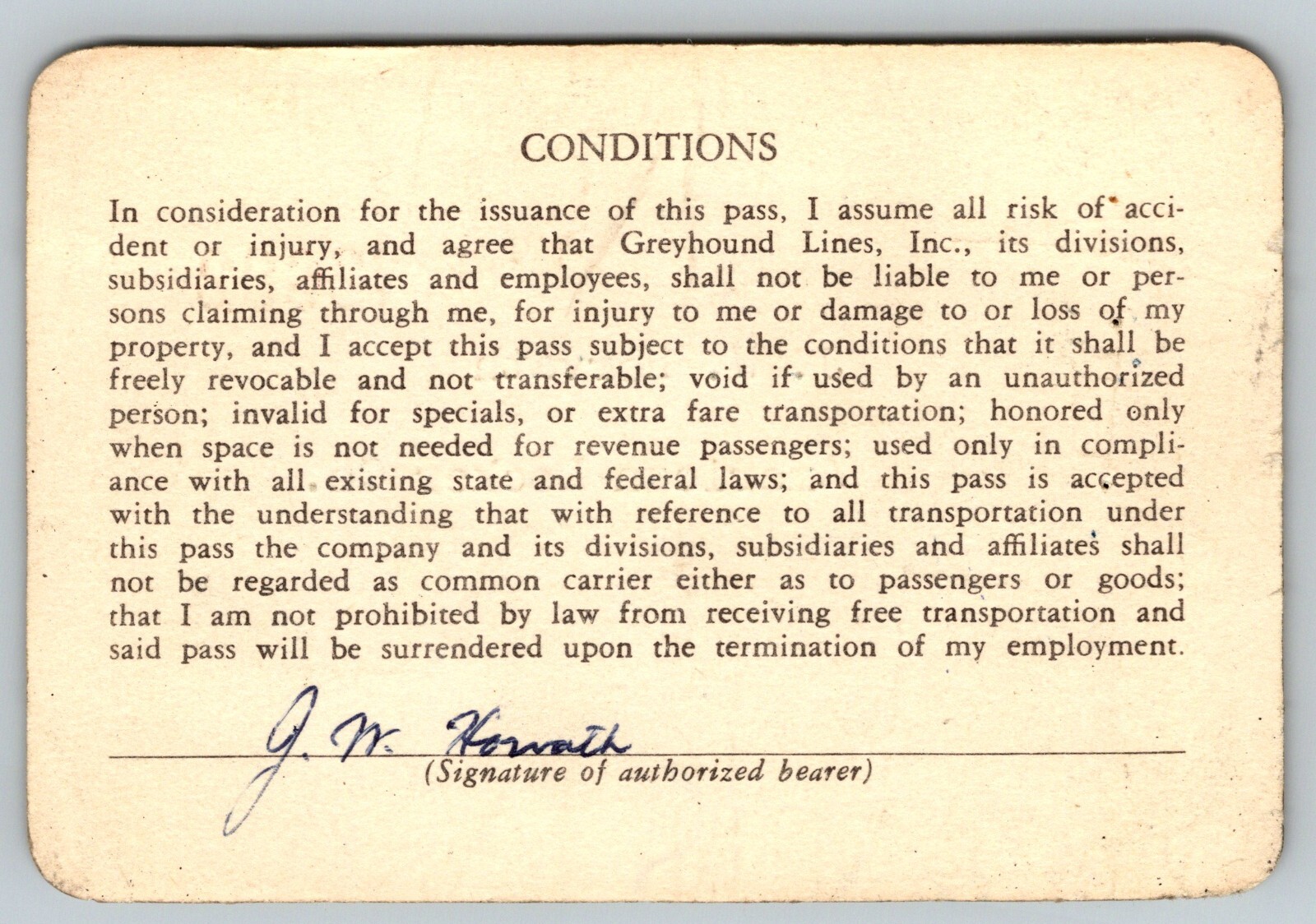 Central Greyhound Lines 1964-65 50th Anniversary Annual / Yearly Bus Pass #7213