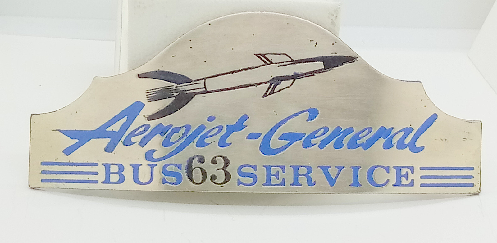 Aerojet-General LAS & SCO Nickel Silver BUS 63 SERVICE Hat Badge Rocket Rare Vnt