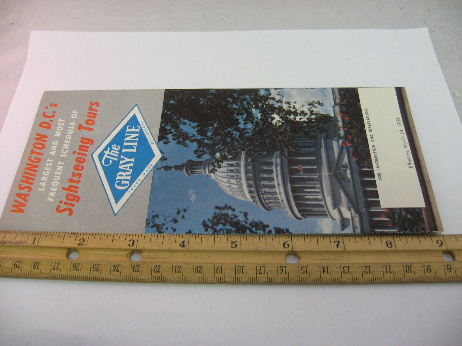 Vintage 1958 The Gray Line Brochure Washington DC Sightseeing Tours US Capitol