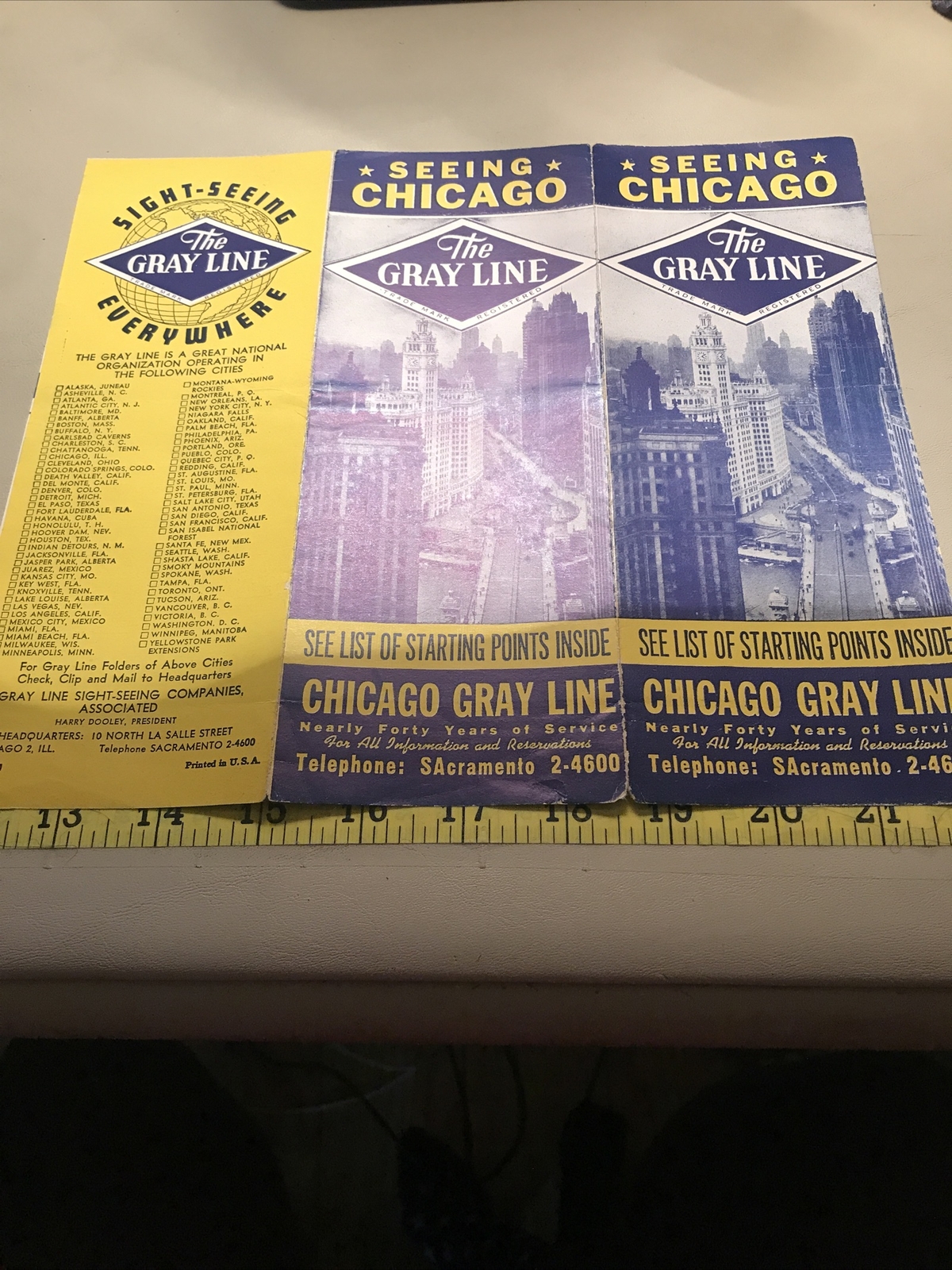 1940s Seeing Chicago The Gray Line Bus Brochure