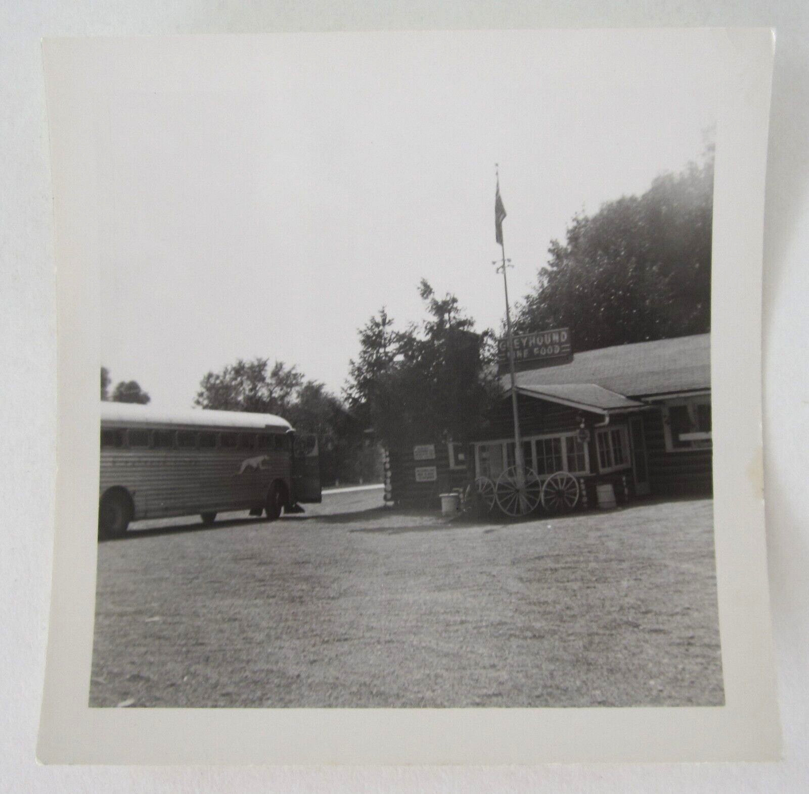 Vintage Greyhound Bus Stop Cafe Restaurant Fine Food Snapshot Photo 1950s