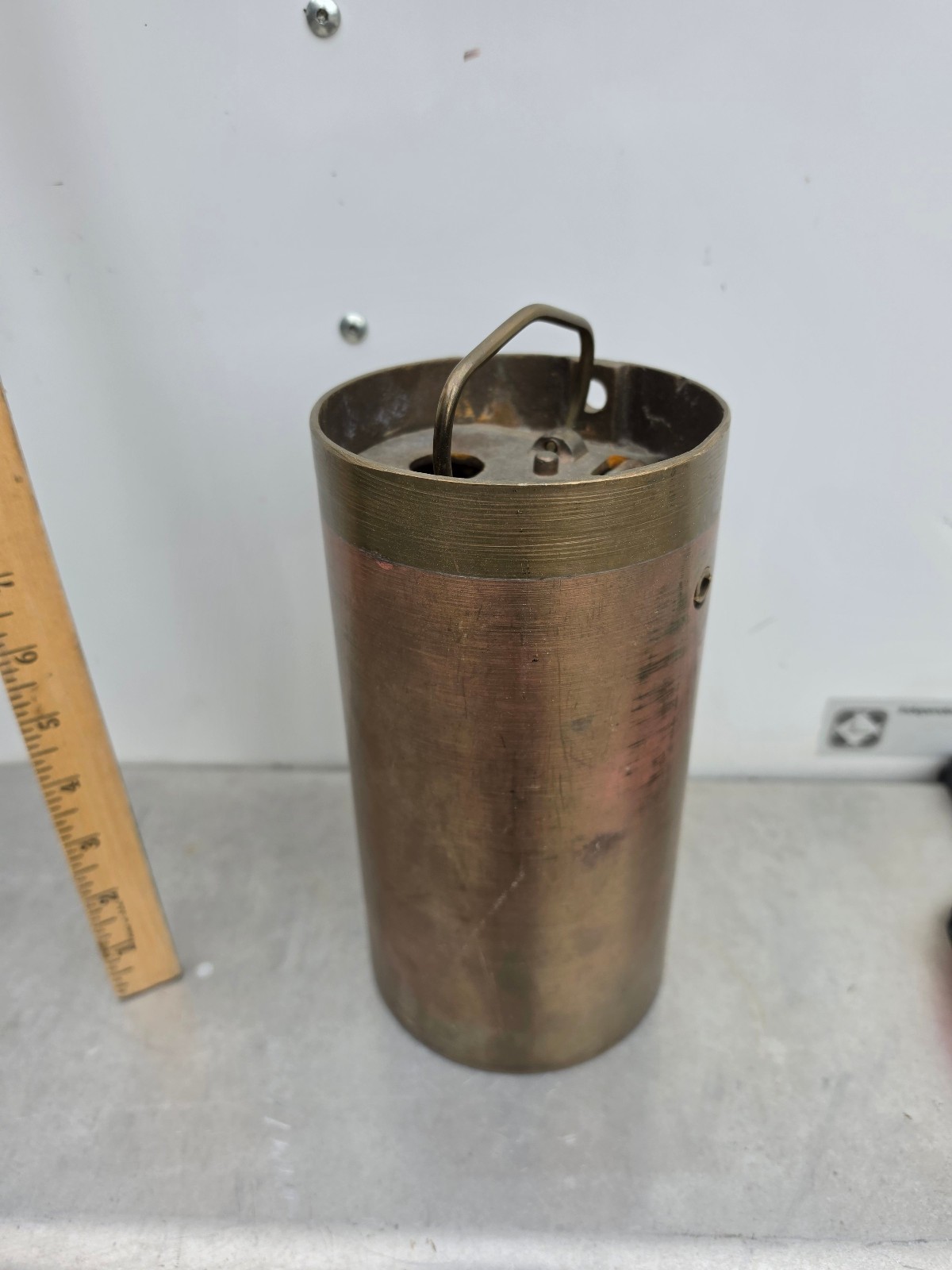 Vintage Heavy Duty Brass Cash Box Cylinder Diamond MFG Kansas City, Missouri