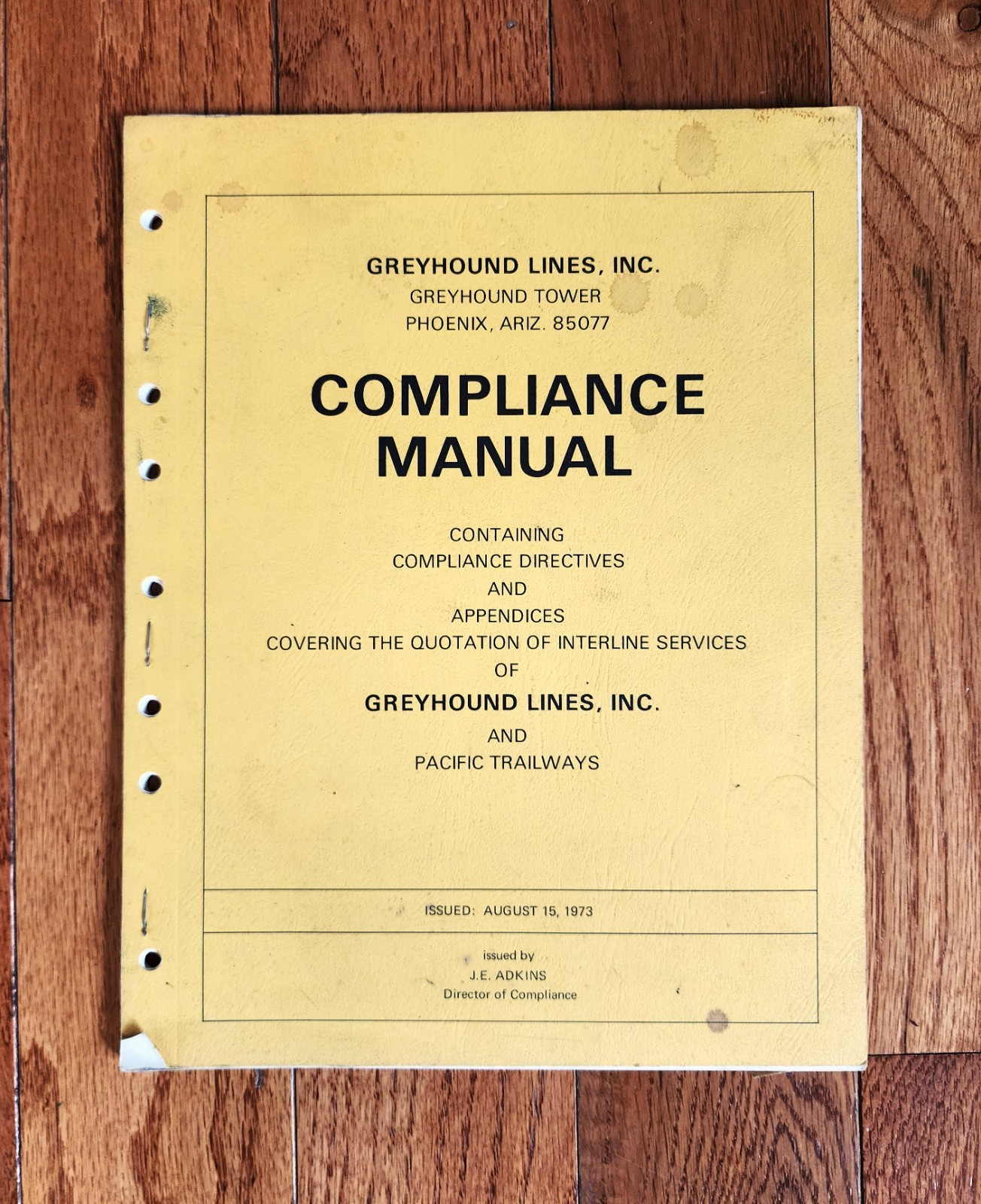 1973 GREYHOUND LINES INC COMPLIANCE MANUAL TIME TABLE MAP