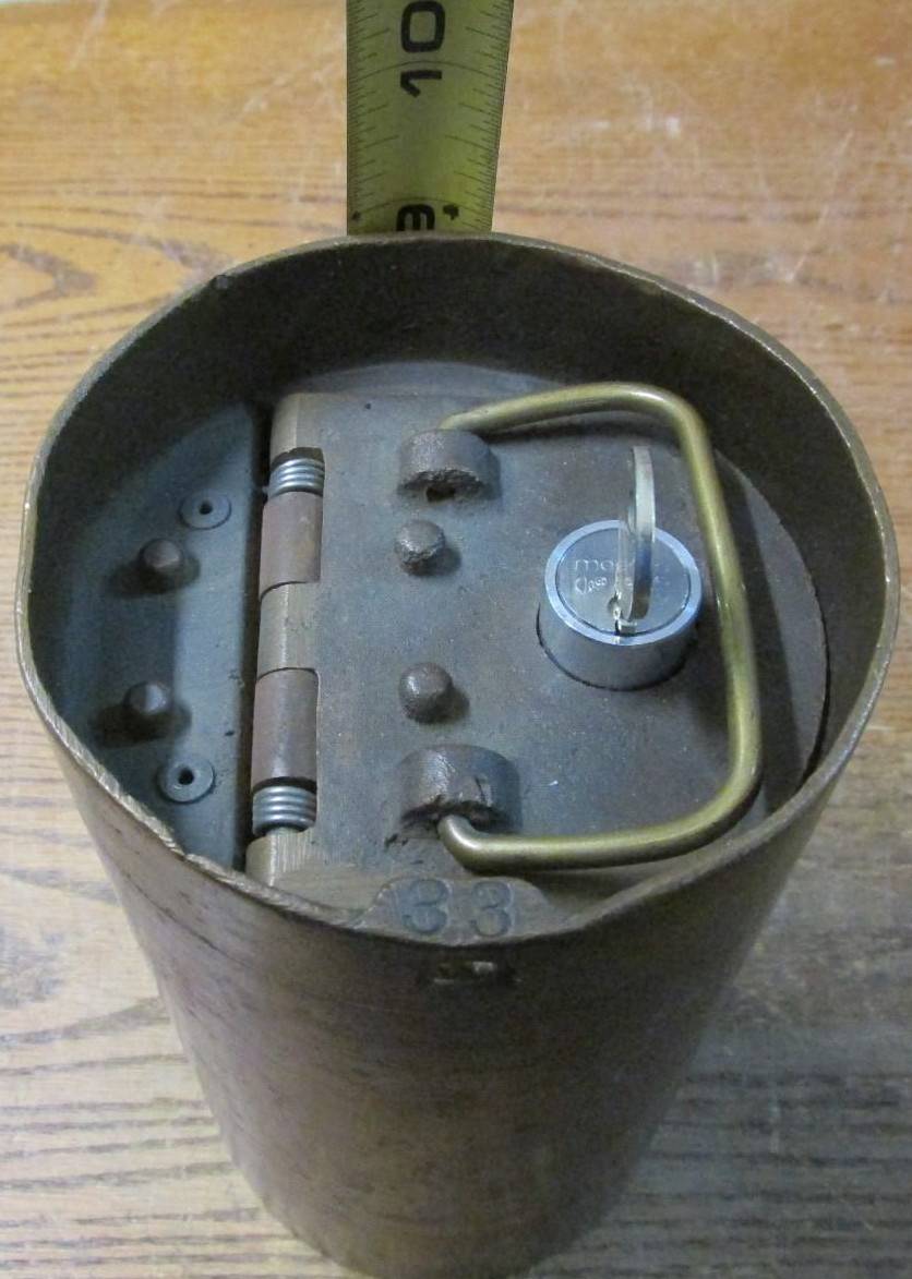 Vintage Diamond Mfg Brass Fare Box Cash Vault Cylindrical 9″ X 4-3/4″ X 4-3/4″