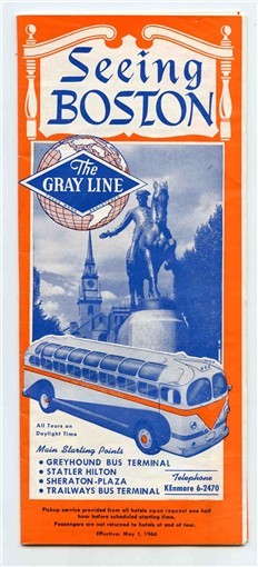 The Gray Line Seeing Boston Sightseeing Tours Brochure 1950’s