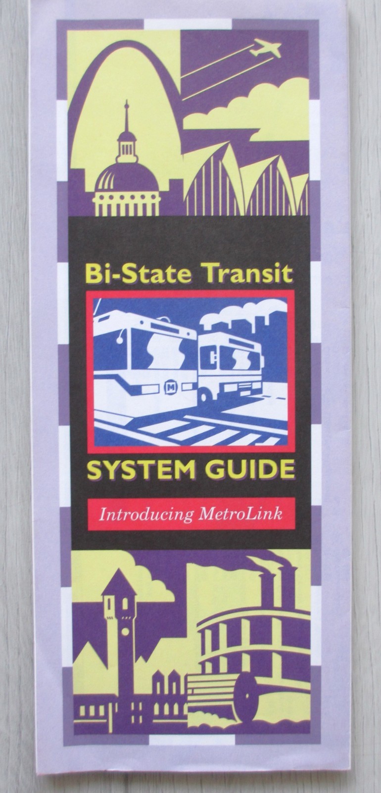 Vintage 1993 St. Louis Bi-State Transit System Guide Map Bus Light Rail MO