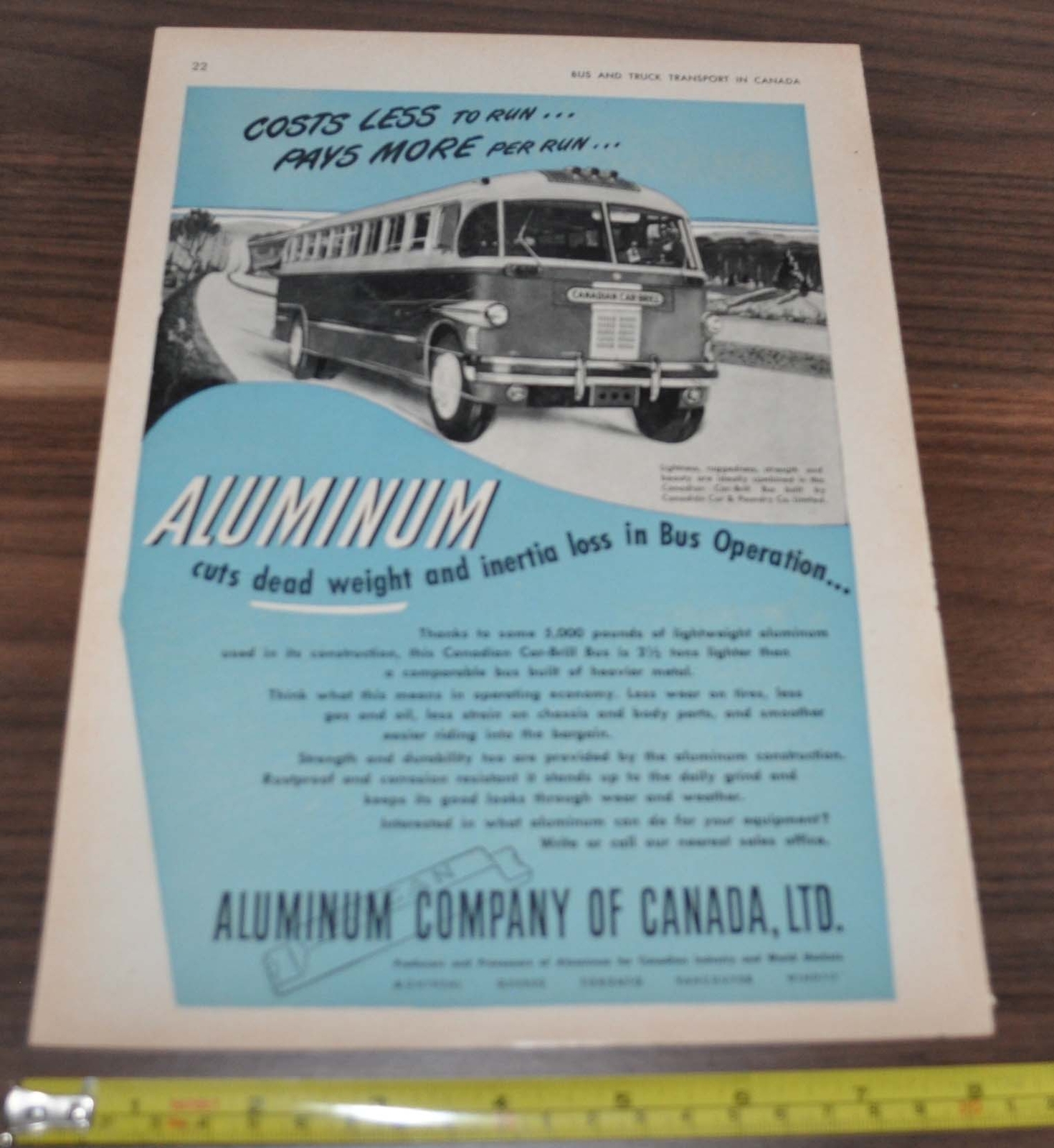 1948 Canadian Car Brill Bus Ad Aluminum Canada Thompson Products