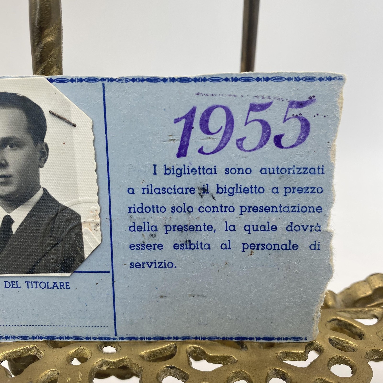 Vintage 1955 Societa Siciliana Trasporti Employee ID Card Photo Palermo Italy