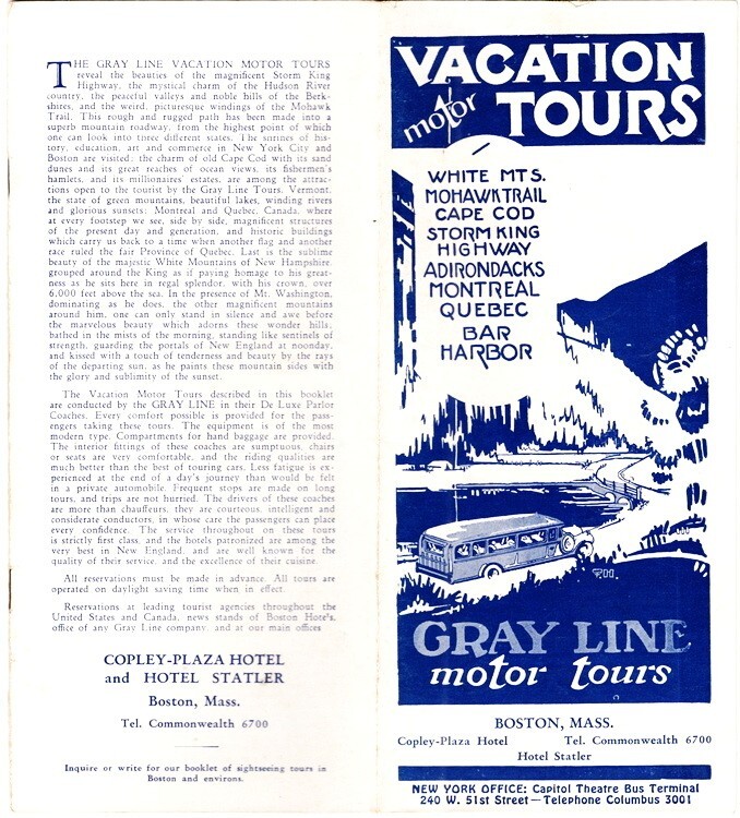1920’s Gray Line Boston Motor Tour Travel Guide with Centerfold Map