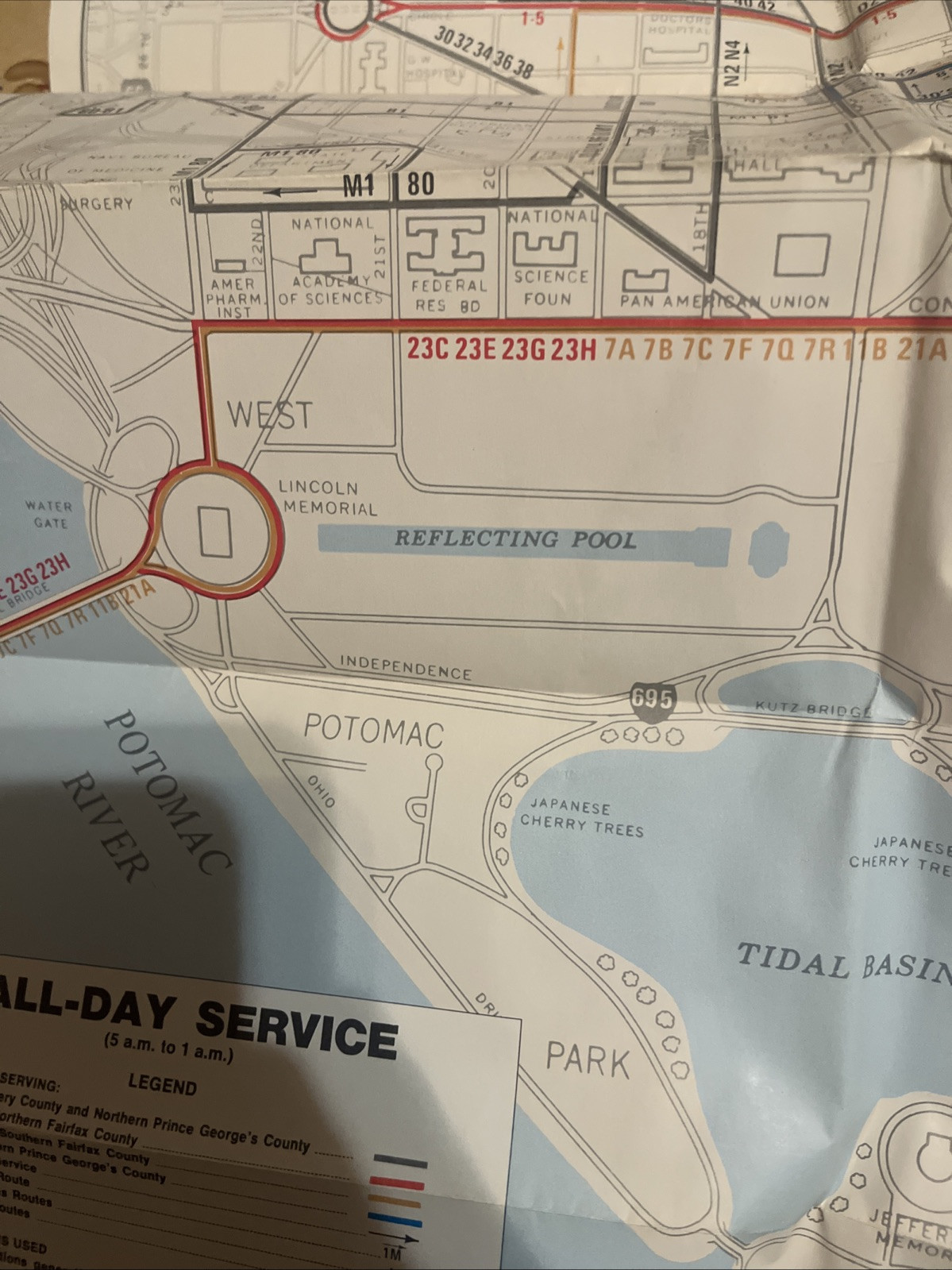 Vintage May 1974 Washington DC Metrobus System Map Maryland Virginia MD VA Metro