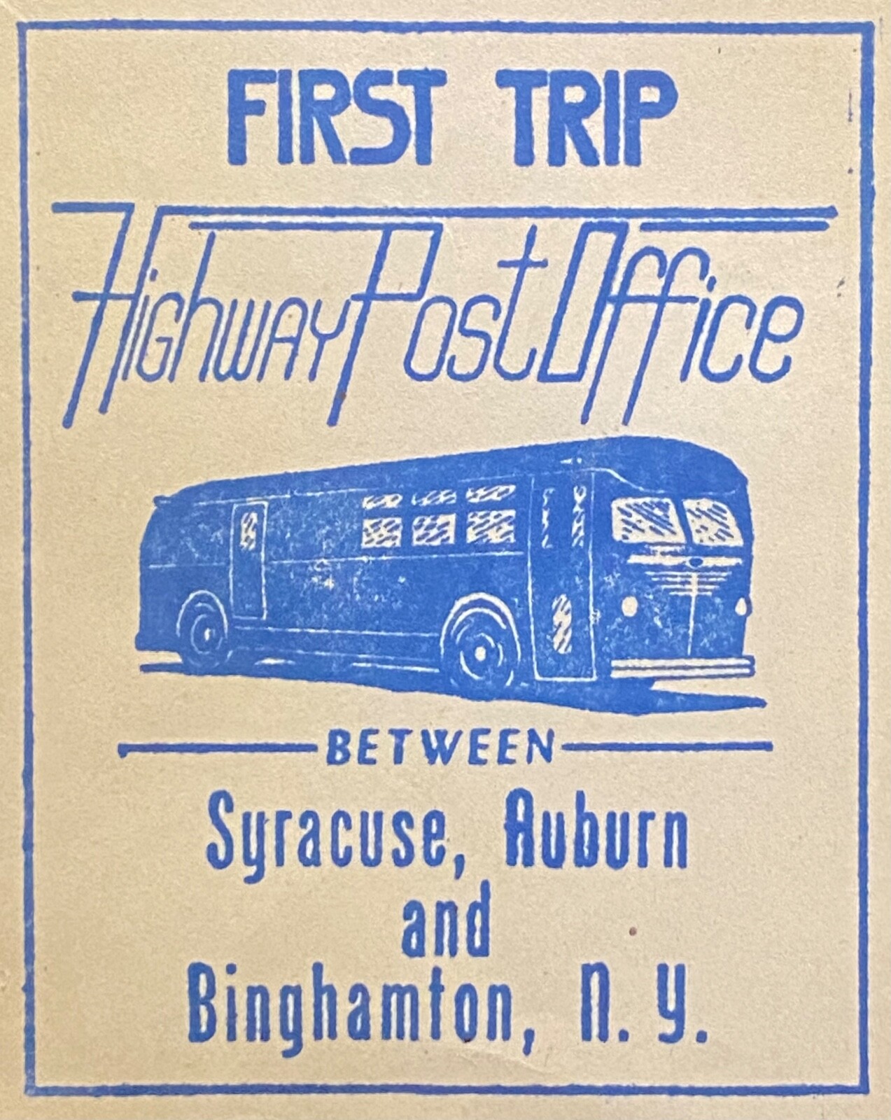 1949 **HIGHWAY POST OFFICE** SYRACUSE, AUBURN & BINGHAMTOM, N.Y. COVER+VIGNETTE!