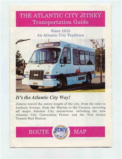 The Atlantic City Jitney Brochure Route Map New Jersey 1990’s