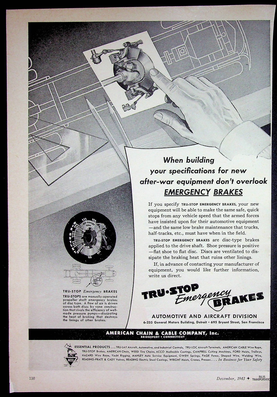 Hastings Steel Vent Piston Rings WWII Bus Ad 1943 Tough Guy Christmas Tree