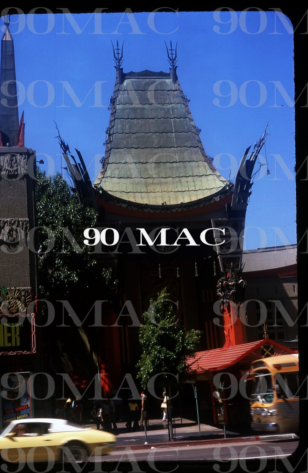 GRAUMANS CHINESE THEATER. SCRTD BUS. Original Slide 1972.