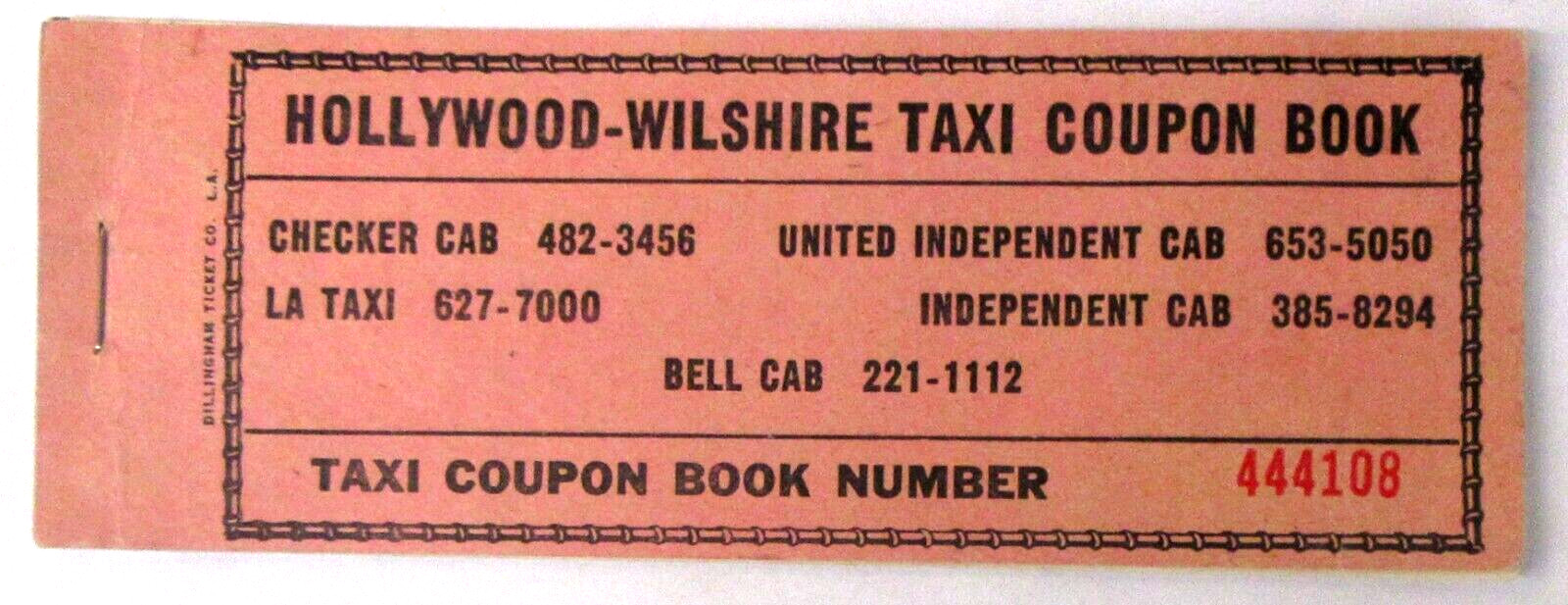 older booklet HOLLYWOOD-WILSHIRE TAXI COUPON BOOK
