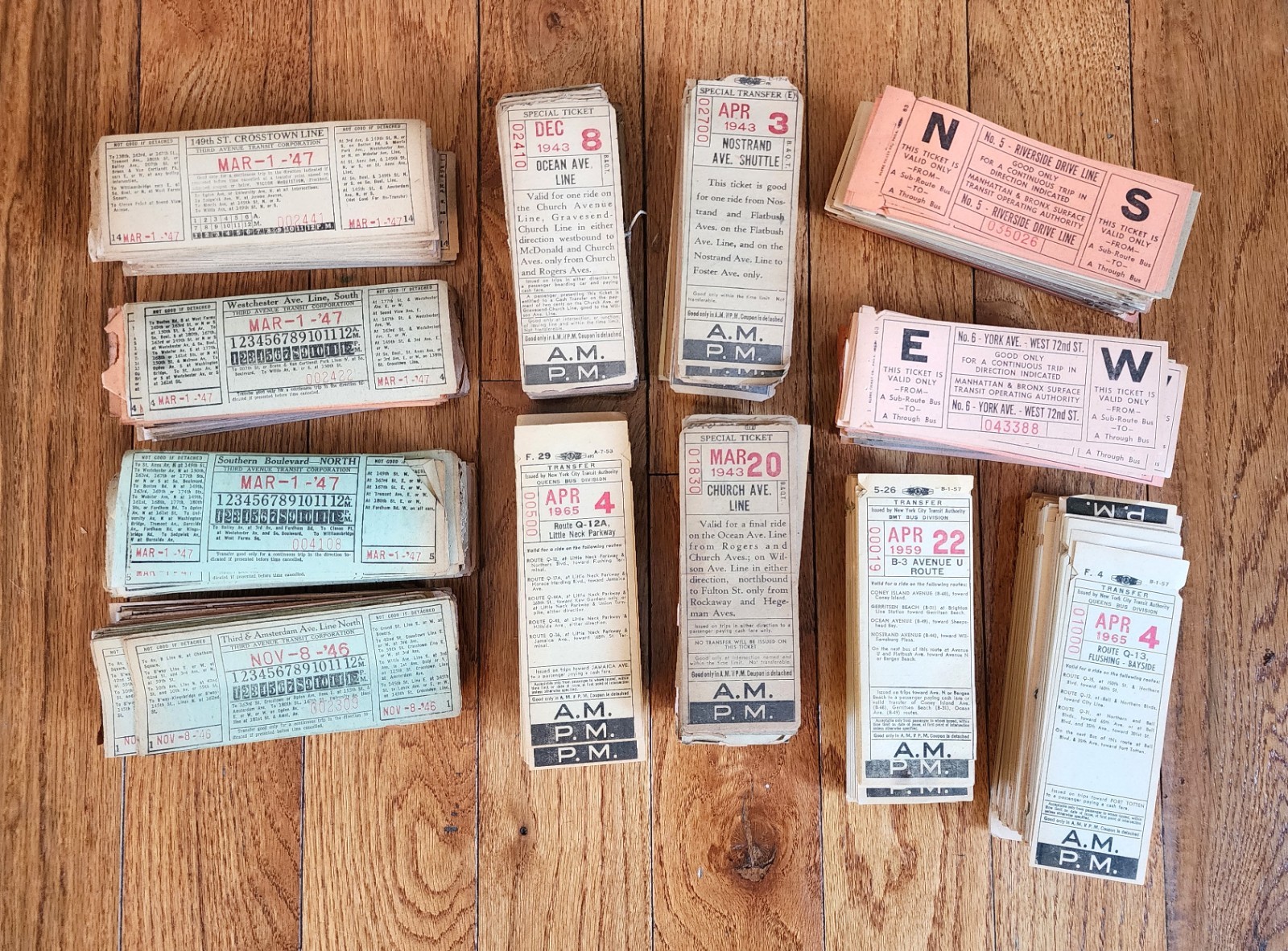 HUGE LOT – NYCTA NYC MABSTOA BUS THIRD AVE TRANSIT TROLLEY TICKET TRANSFERS NY