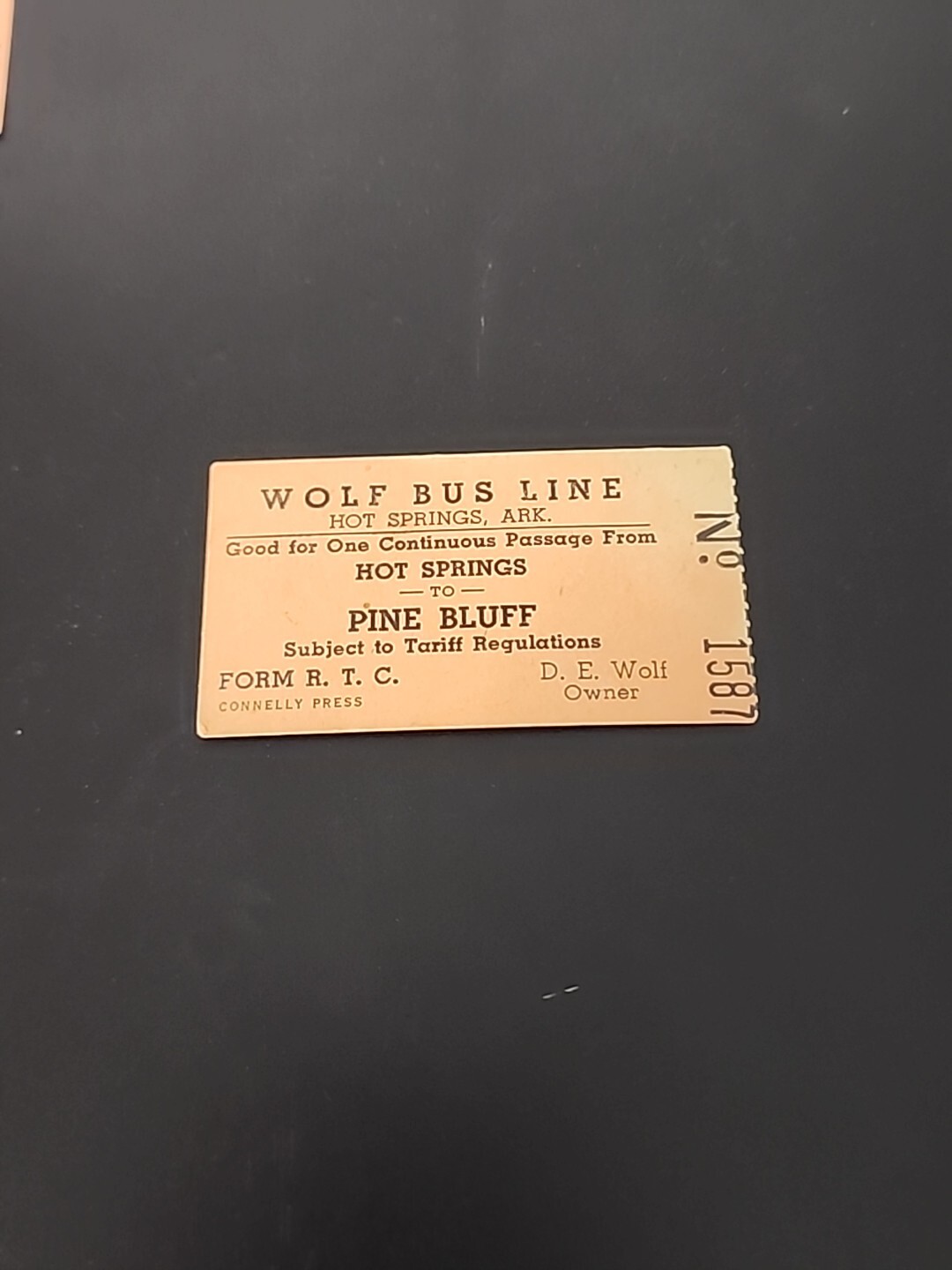 EPHEMERA LOT OF 4 RARE VINTAGE/ANTIQUE BUS TICKET STUBS: WOLF BUS LINE ARKANSAS