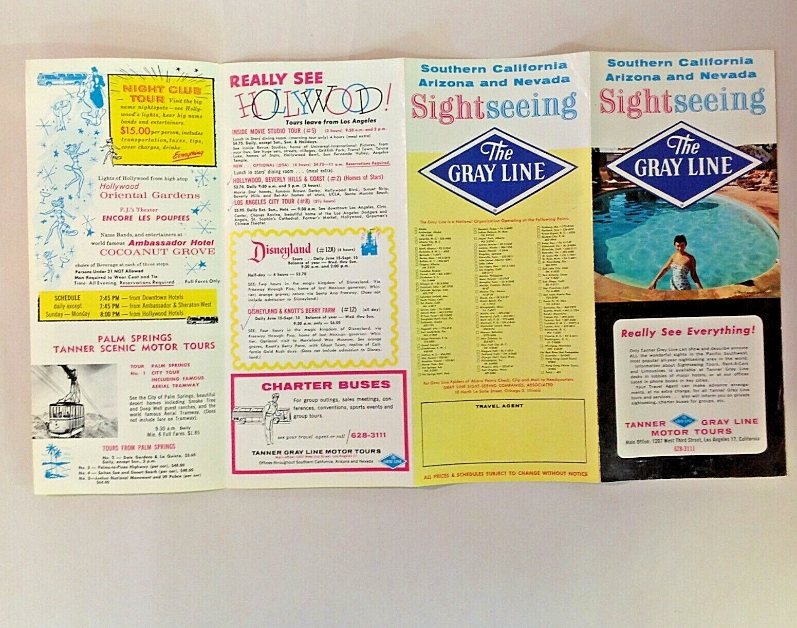 Vtg 1964 Tanner Gray Line South California Arizona Nevada Sightseeing Brochure