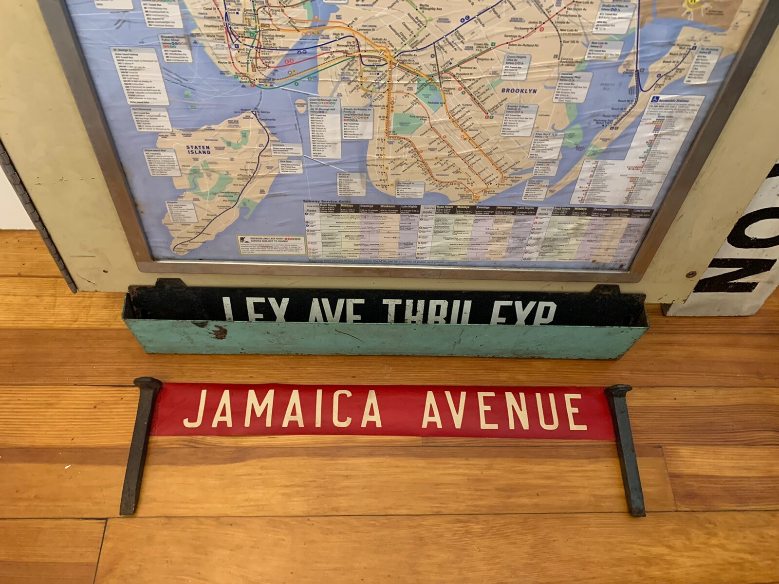 1958 BROOKLYN NY NYC BUS ROLL SIGN JAMAICA AVENUE DEPOT BROADWAY FULTON STREET