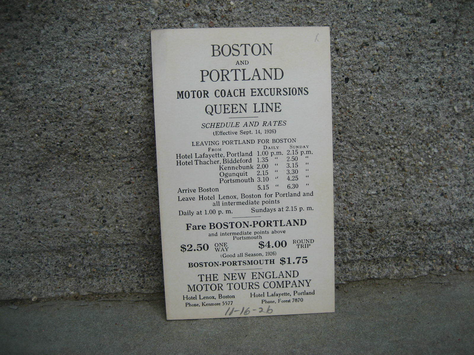 1926 New England Motor Tours Company Queen Line Brochures