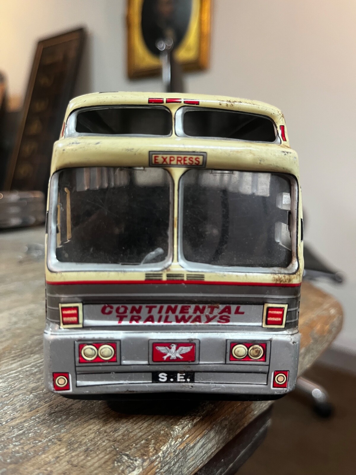 Vintage Tin Toy Continental Trailways Bus Made in Japan