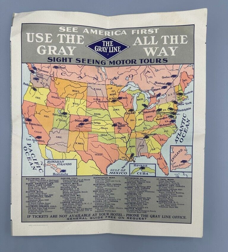 1920s GRAY LINE BUS Motor Tours SALT LAKE CITY Advertising Travel Brochure