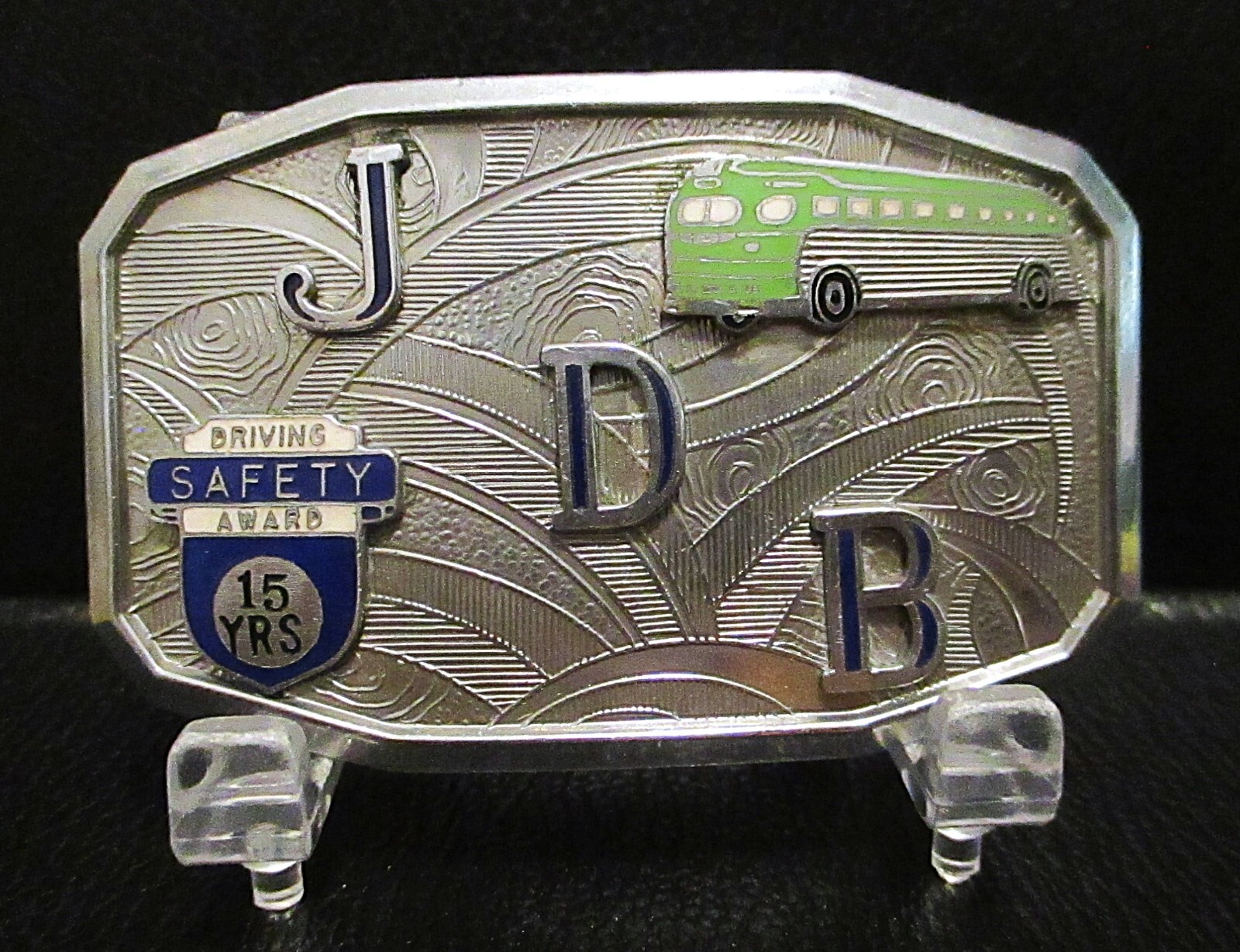 JDB Bus Company Safety Driving Award 15 Years Belt Buckle Metal & Enamel