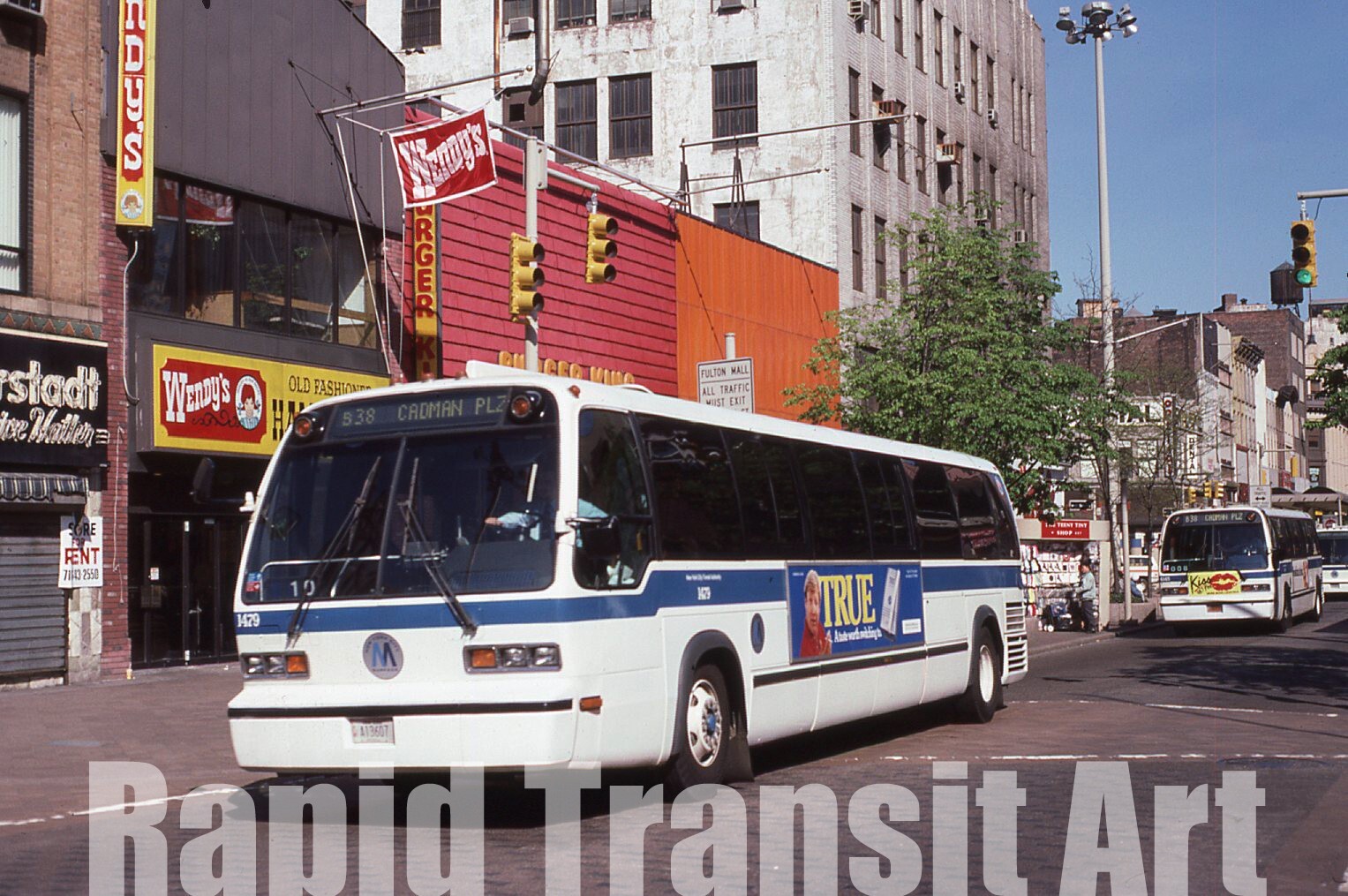 Vintage 1988 Slide New York City RTS Bus 1479 Route B38 Fulton Street Brooklyn