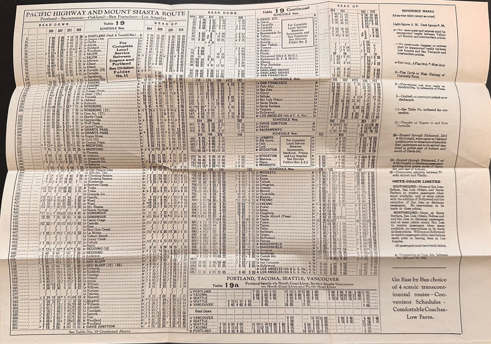 1932 US Pacific Greyhound Bus Lines Division Folder 1, Portland to Los Angeles*d