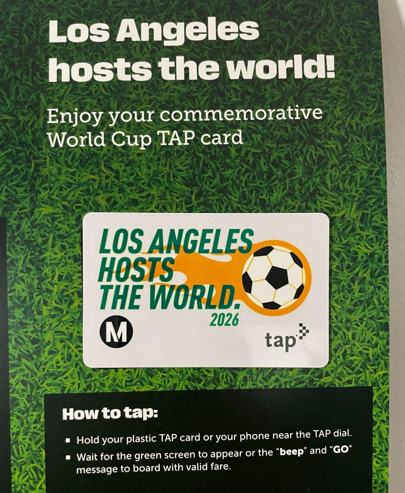 Metro Light Up TAP Card FIFA World Cup 2026 Bus Subway Train Transit Fare Card