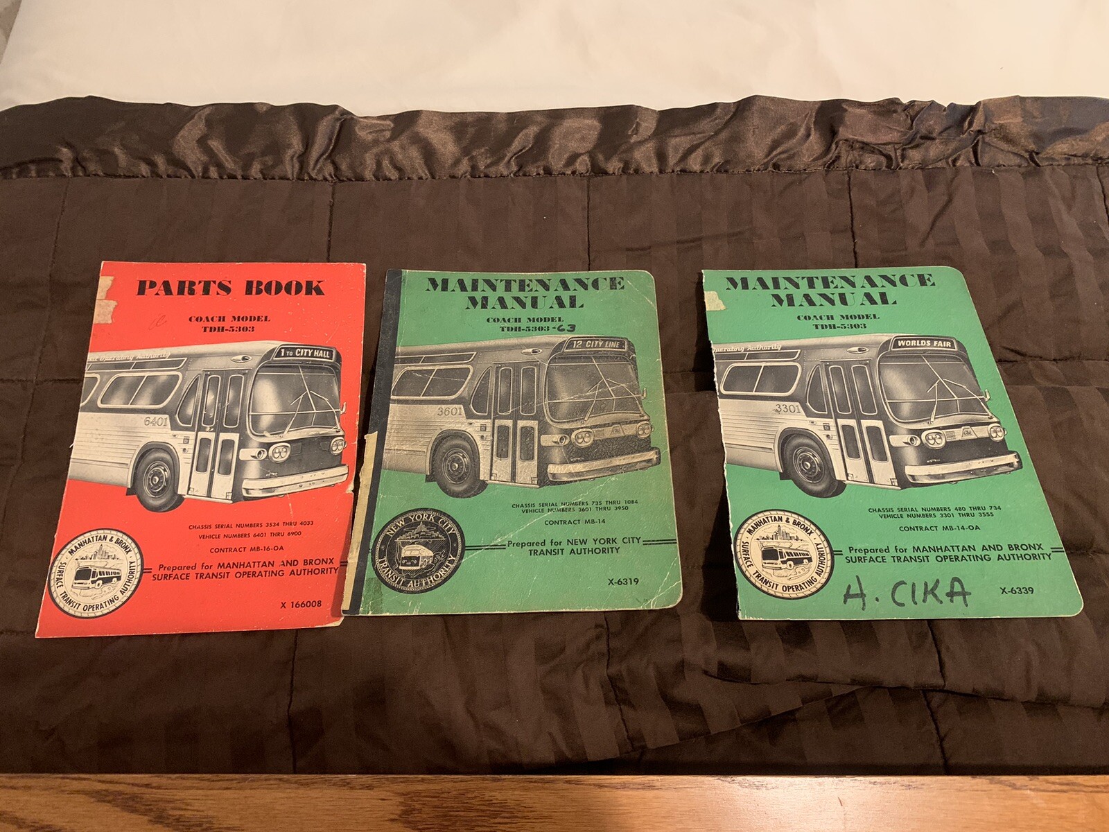 3 COVERS ONLY PARTS MAINTENANCE WORLDS FAIR CITY HALL NYCTA MABSTOA COACH MODEL
