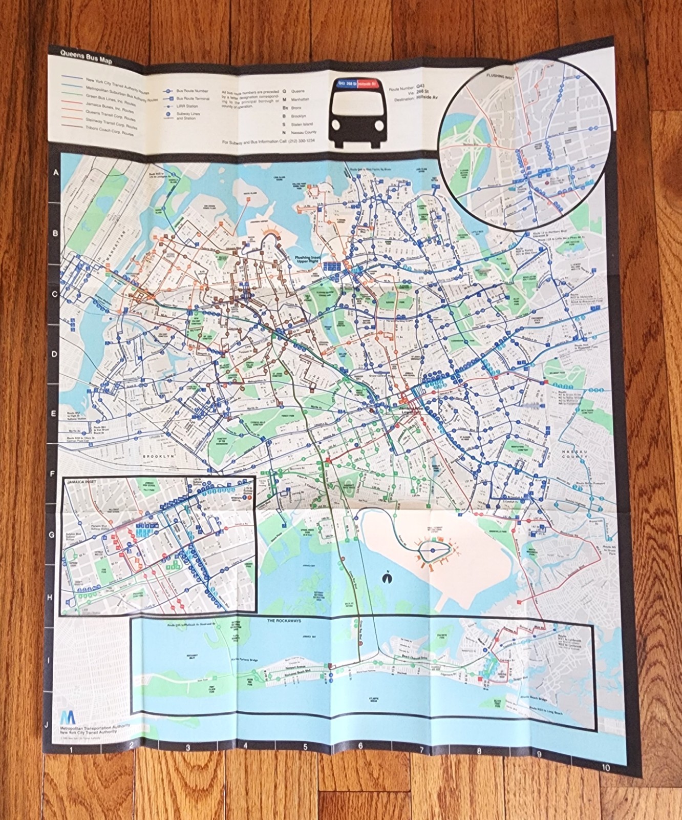 VINTAGE 1980 NYCTA NYC QUEENS BUS MAP MTA NEW YORK CITY TRANSIT AUTHORITY NY