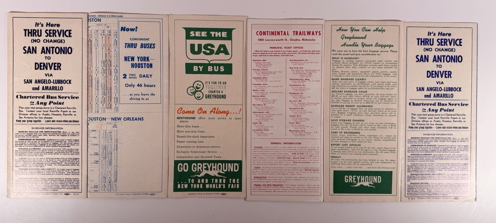 Lot 18 Vintage 1964-65 Greyhound Bus Timetables Schedules Travel Brochures
