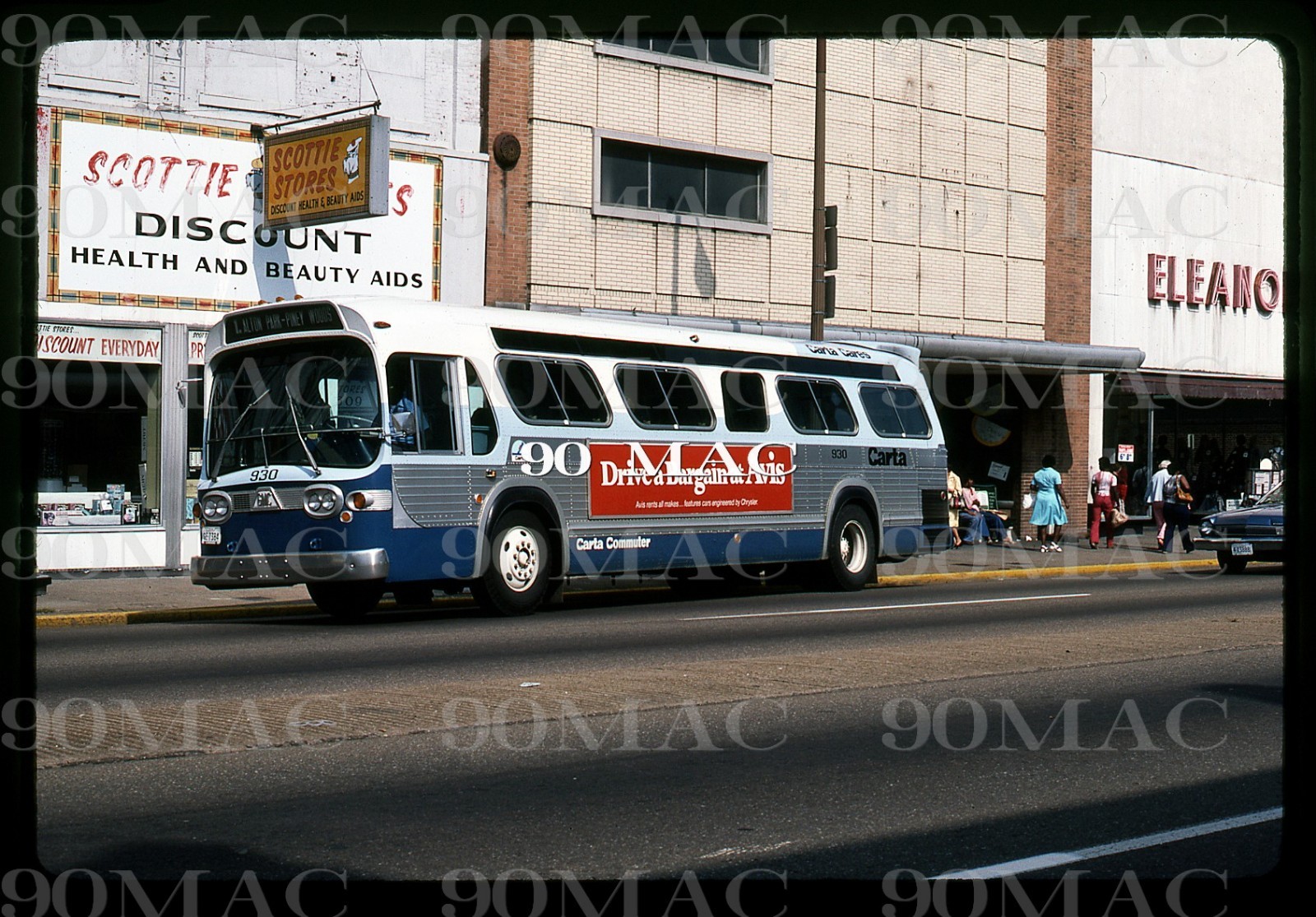 CARTA. GM COACH BUS #930. Chattanooga (TN). Original Slide 1976.