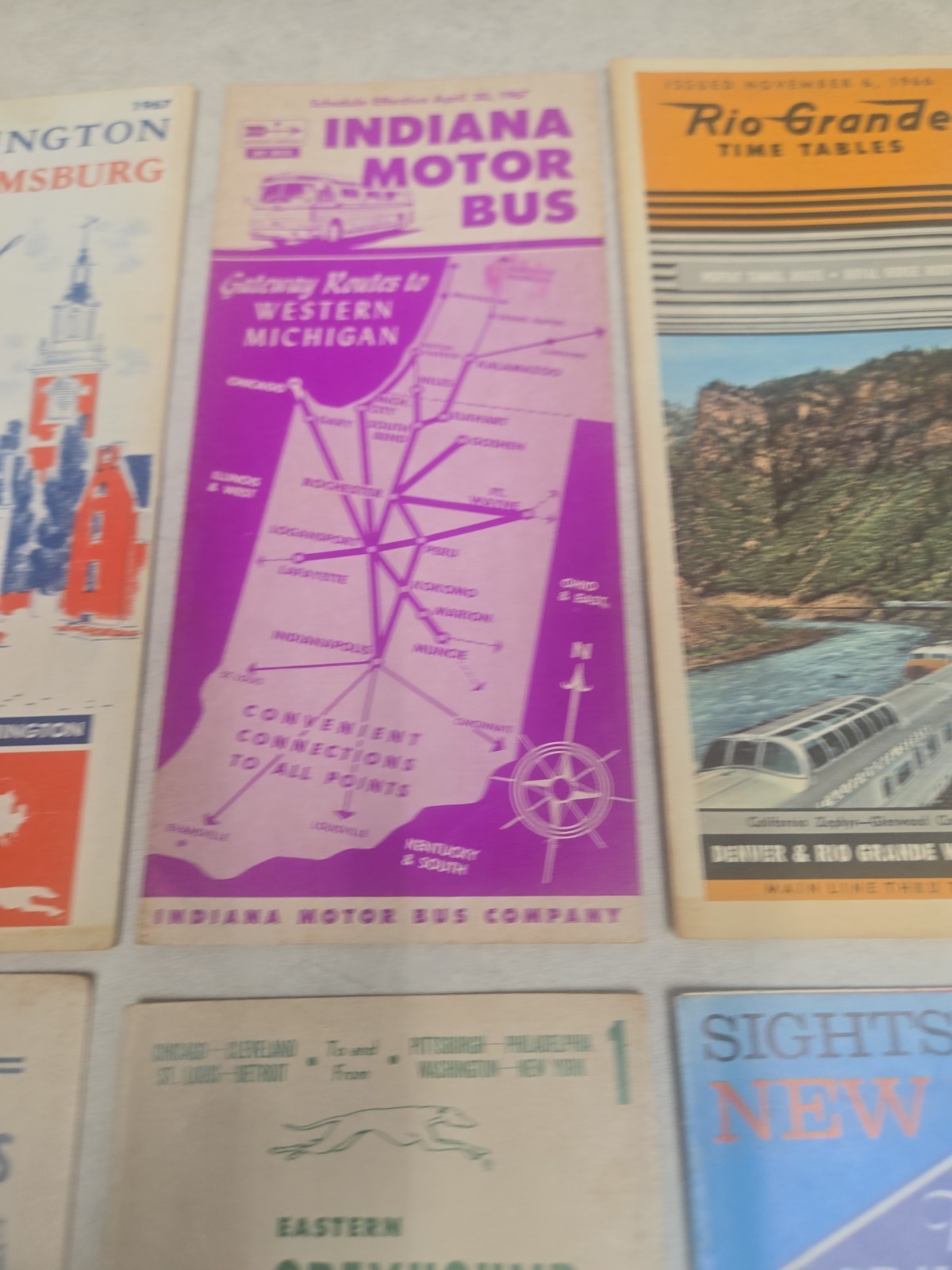 Lot Of 8 Vintage 1960s Greyhound Shedules Coach Lines Gray Line.
