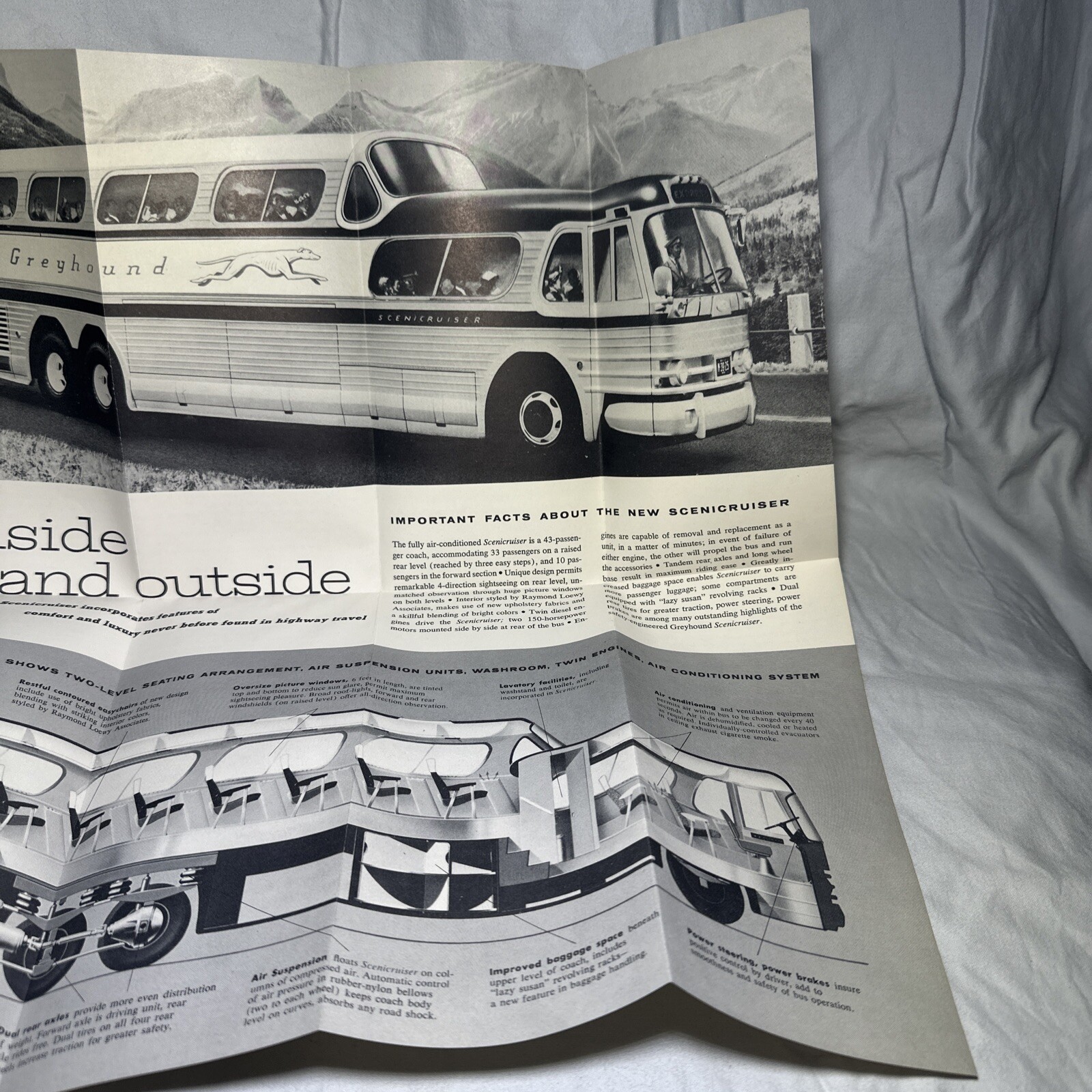 Greyhound Bus Scenicruiser Rare 1950s Manufacturer Brochure Introduction Ad