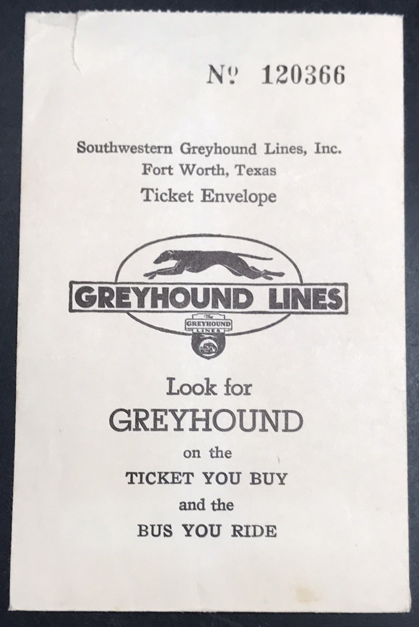 VTG c1950s Greyhound Lines Bus Ticket Envelope 3.5×5.5