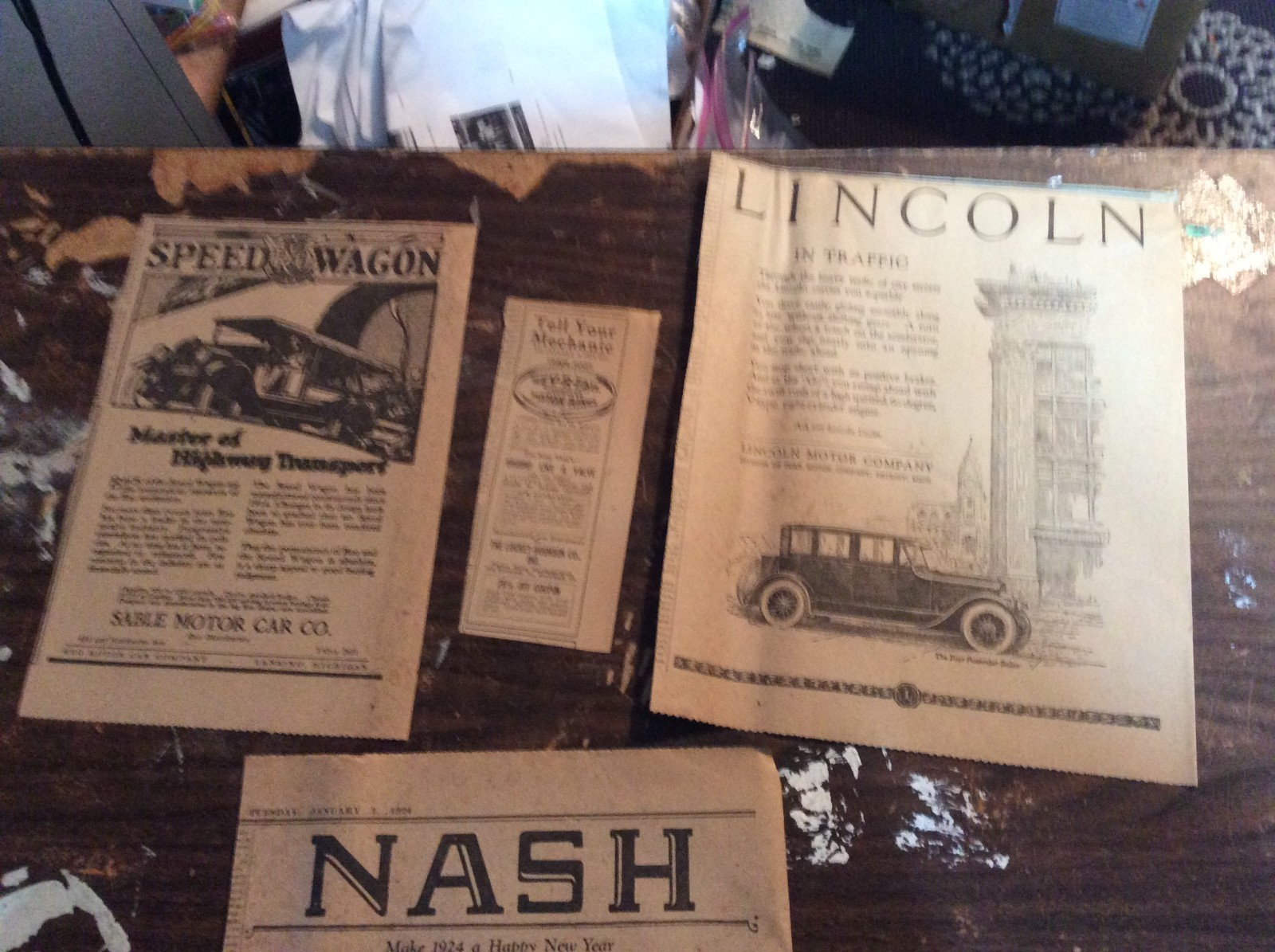 Lot of 14 AUTO CARS Vintage / Antique Newspaper Ads Advertisements Clippings