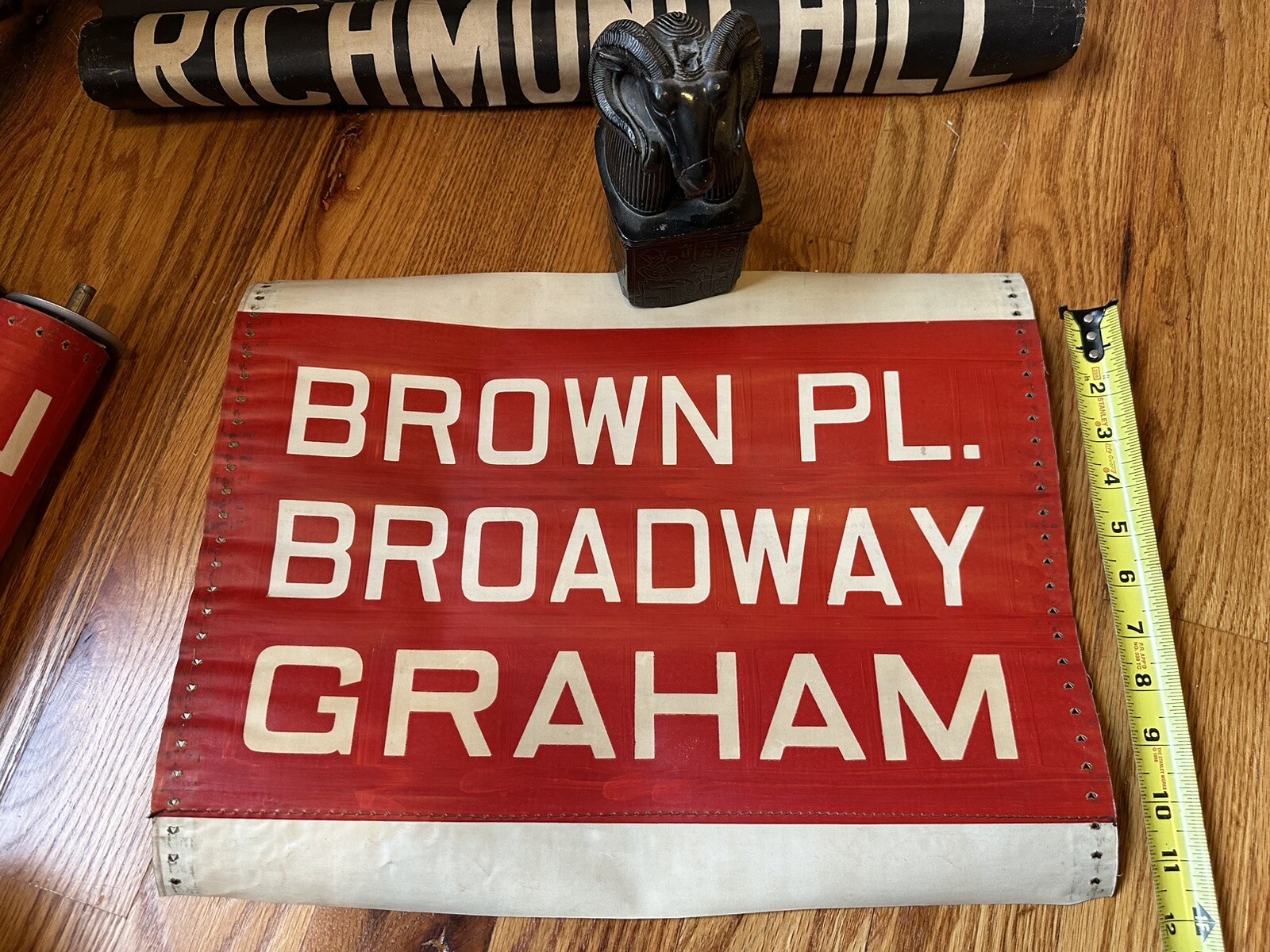 1930 Brooklyn NYC Vintage BUS Roll Sign Broadway Graham Bushwick Williamsburg