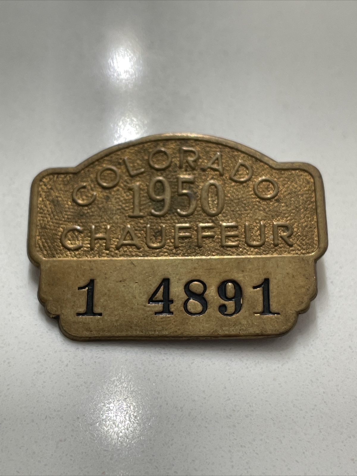 Vintage 1950 Colorado Chauffeur License Pin Brass Pinback Badge 1 4891
